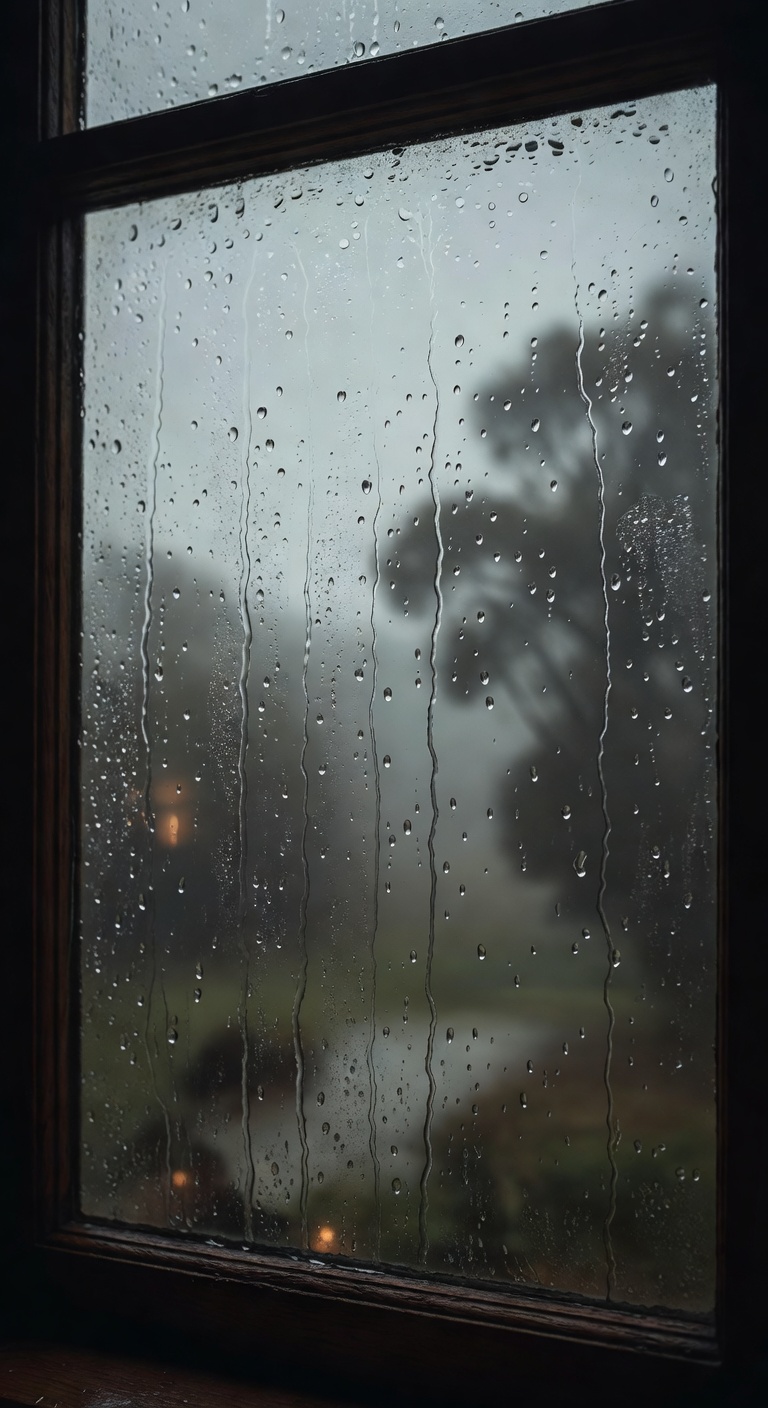 窓の雨